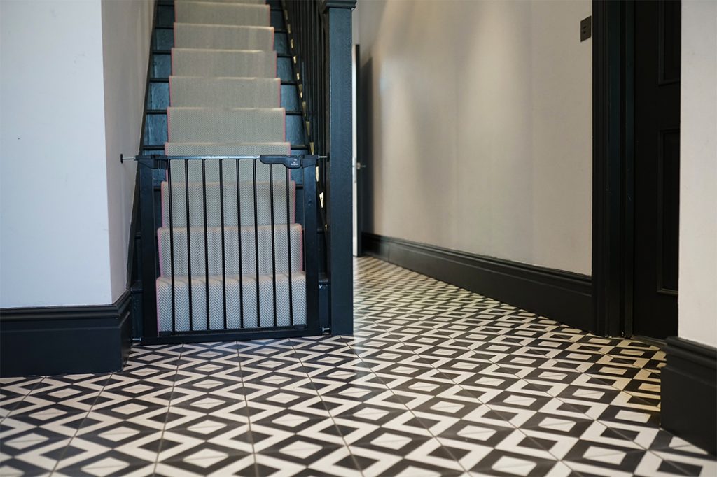 Cement floor tiling